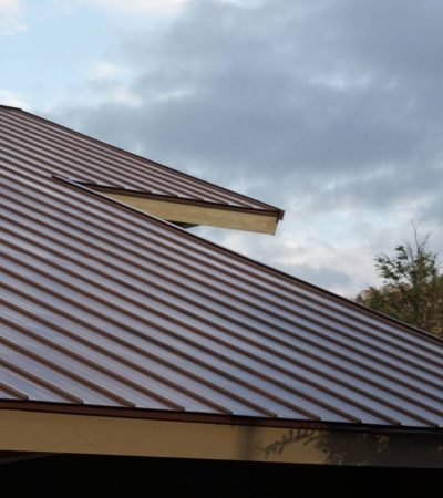 up close view of metal roof on home