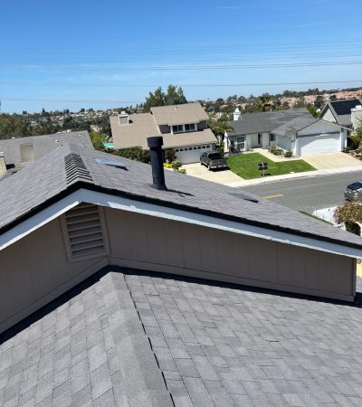 up close view of roof on beige home
